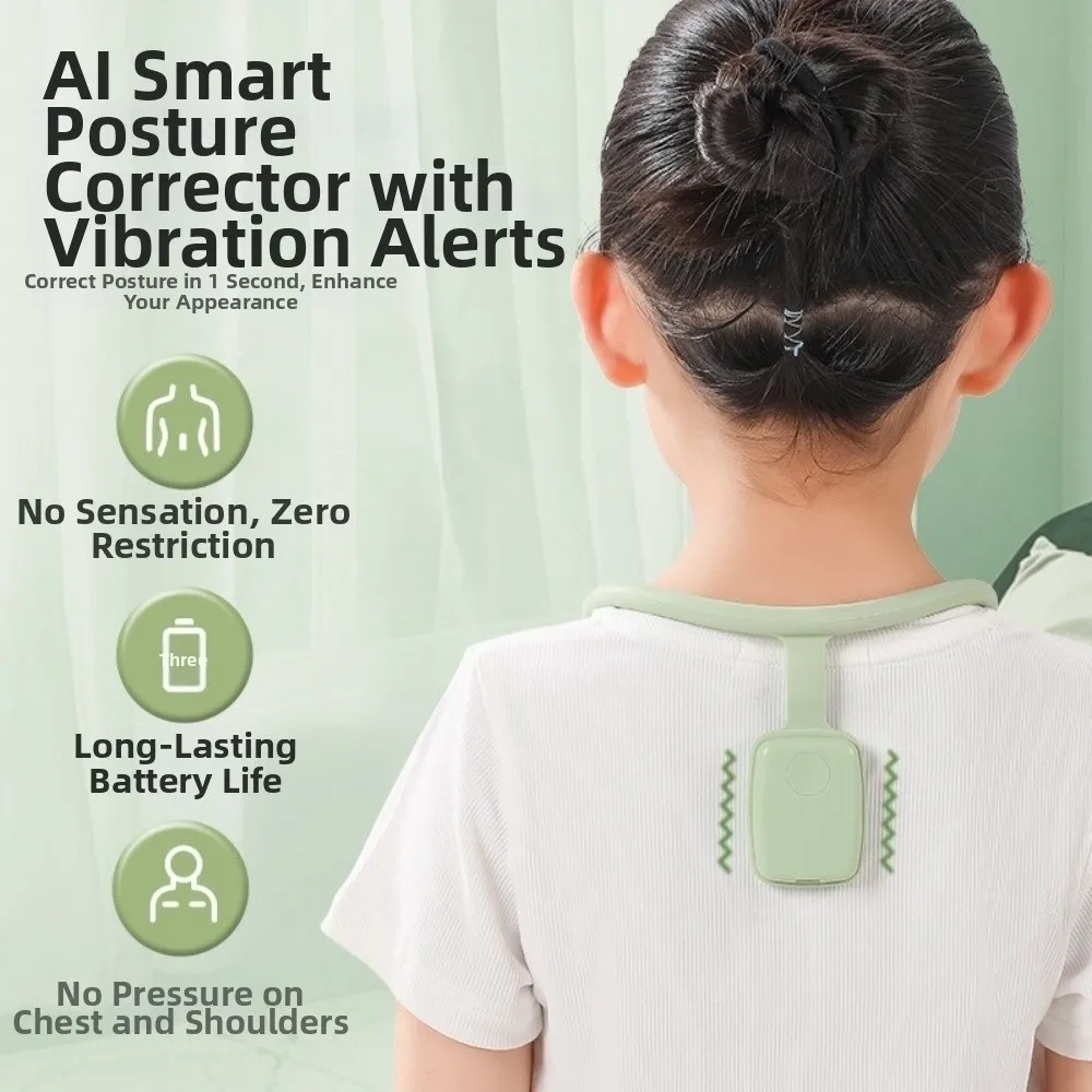 Neck-mounted Smart Posture Corrector Intelligent Vibration Reminder for Children Student Anti-Hunchback Sitting Trainer Chest Support Posture Correction Device Eye Protector Neck Shaking Anti-Myopia