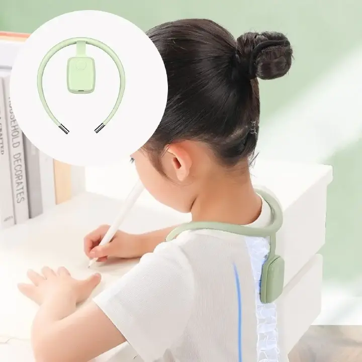 Neck-mounted Smart Posture Corrector Intelligent Vibration Reminder for Children Student Anti-Hunchback Sitting Trainer Chest Support Posture Correction Device Eye Protector Neck Shaking Anti-Myopia
