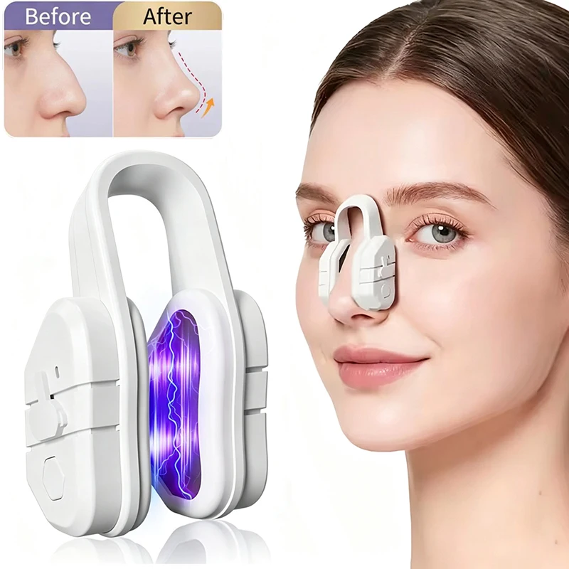 Newly Upgraded EMS Nose Shaper Sculpting Massager Clip Silicone Pulse Technology Lift-Up High Bridge Beauty Nose Tool Pain-Free Nose Reshaping Tool with Soft Silicone Pads Nasal Bridge Slimming Device