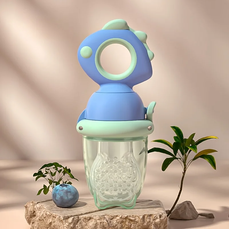 Rotating Push-type Food Grade Silicone Fresh Fruit and Vegetable Feeder For Infants Baby, Dinosaur Shape Toddlers Supplementary Food Dinosaur Rotate Push-Type Baby Fruit Feeder Kids Feeding Tool