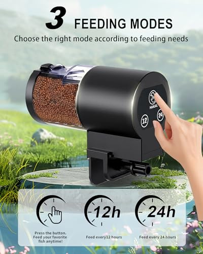 Automatic Fish Feeder, Smart Timing Aquarium Feeder for Fish Turtle, Dry Pellet Food Dispenser for Home Fish Tank, Easy Setup Vacation Use Pet Care Fishbowl Food, Ideal for Holiday Feeding