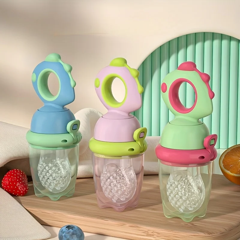 Rotating Push-type Food Grade Silicone Fresh Fruit and Vegetable Feeder For Infants Baby, Dinosaur Shape Toddlers Supplementary Food Dinosaur Rotate Push-Type Baby Fruit Feeder Kids Feeding Tool
