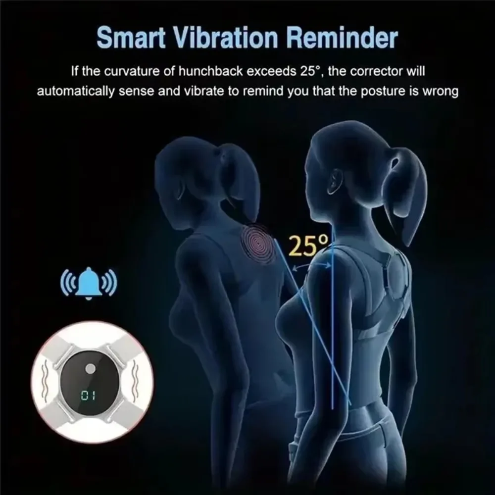 Intelligent USB Posture Corrector, Hunchback Reminder, Smart Sensor Vibration Reminder Posture Brace Trainer Straightener To Improve Slouch, Fitness Corrector Training Straps For Adult Kids