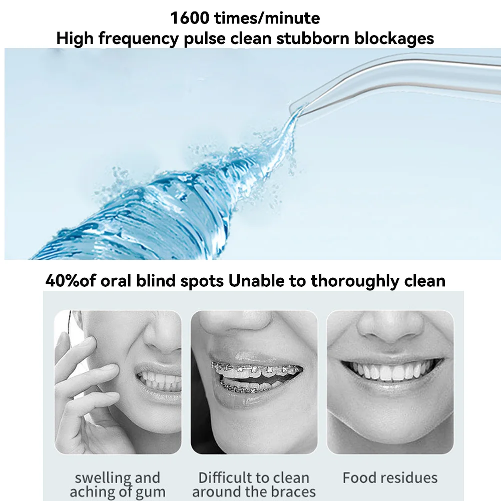 Oral Irrigator Dental Water Flosser for Teeth Portable Dental Water Irrigator Rechargeable Waterproof Dental Water Jet for Teeth Cleaning Travel Water Teeth Cleaner for Office Daily Use