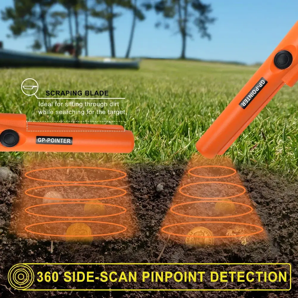 Treasure Hunter Handheld Metal Detector, Metal Pointer Waterproof Pin Pointer Holster Treasure Hunting Unearthing Tool Accessories, 360° Scan Buzzer Vibration for Gold Coin Treasure Hunt