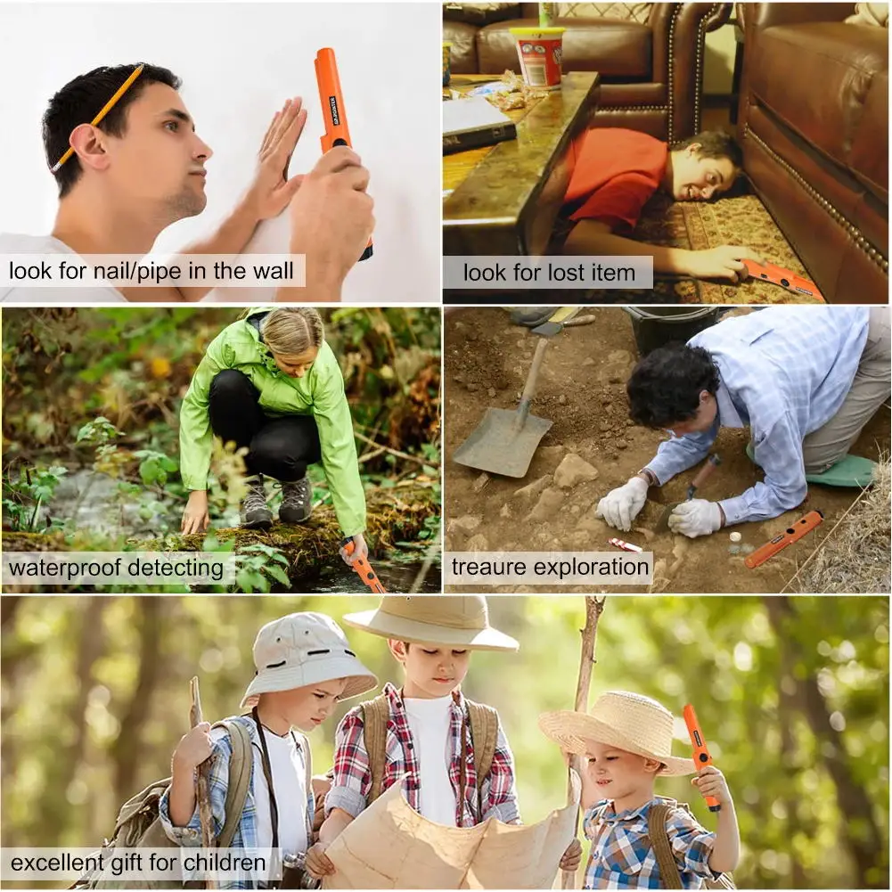 Treasure Hunter Handheld Metal Detector, Metal Pointer Waterproof Pin Pointer Holster Treasure Hunting Unearthing Tool Accessories, 360° Scan Buzzer Vibration for Gold Coin Treasure Hunt
