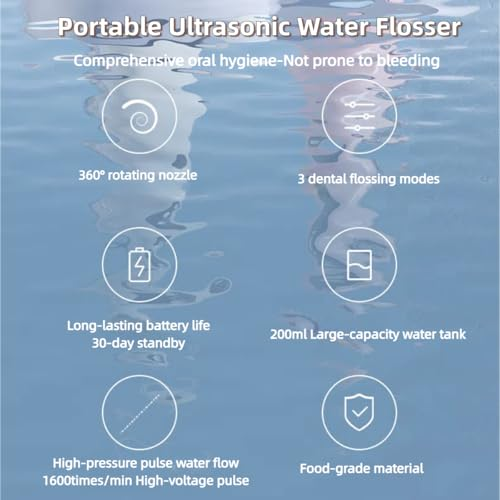 Oral Irrigator Dental Water Flosser for Teeth Portable Dental Water Irrigator Rechargeable Waterproof Dental Water Jet for Teeth Cleaning Travel Water Teeth Cleaner for Office Daily Use