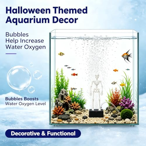 3D Printed Dancing Skeleton Aquarium Bubbler Home Decor Skeleton Fish Tank Decor Air Driven Moving Skeleton Halloween Ornament White & Luminous Available Joint Fish Tank Decor for Aquatic Landscape