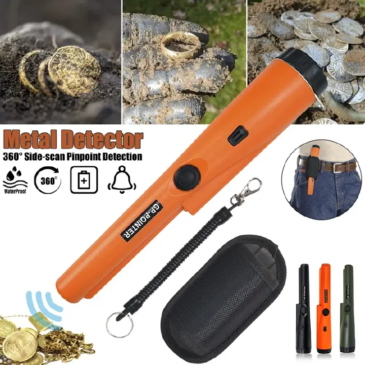 Treasure Hunter Handheld Metal Detector, Metal Pointer Waterproof Pin Pointer Holster Treasure Hunting Unearthing Tool Accessories, 360° Scan Buzzer Vibration for Gold Coin Treasure Hunt