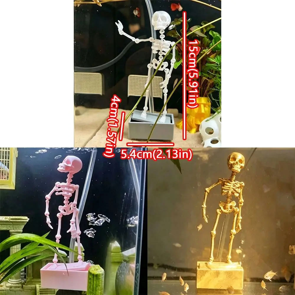 3D Printed Dancing Skeleton Aquarium Bubbler Home Decor Skeleton Fish Tank Decor Air Driven Moving Skeleton Halloween Ornament White & Luminous Available Joint Fish Tank Decor for Aquatic Landscape