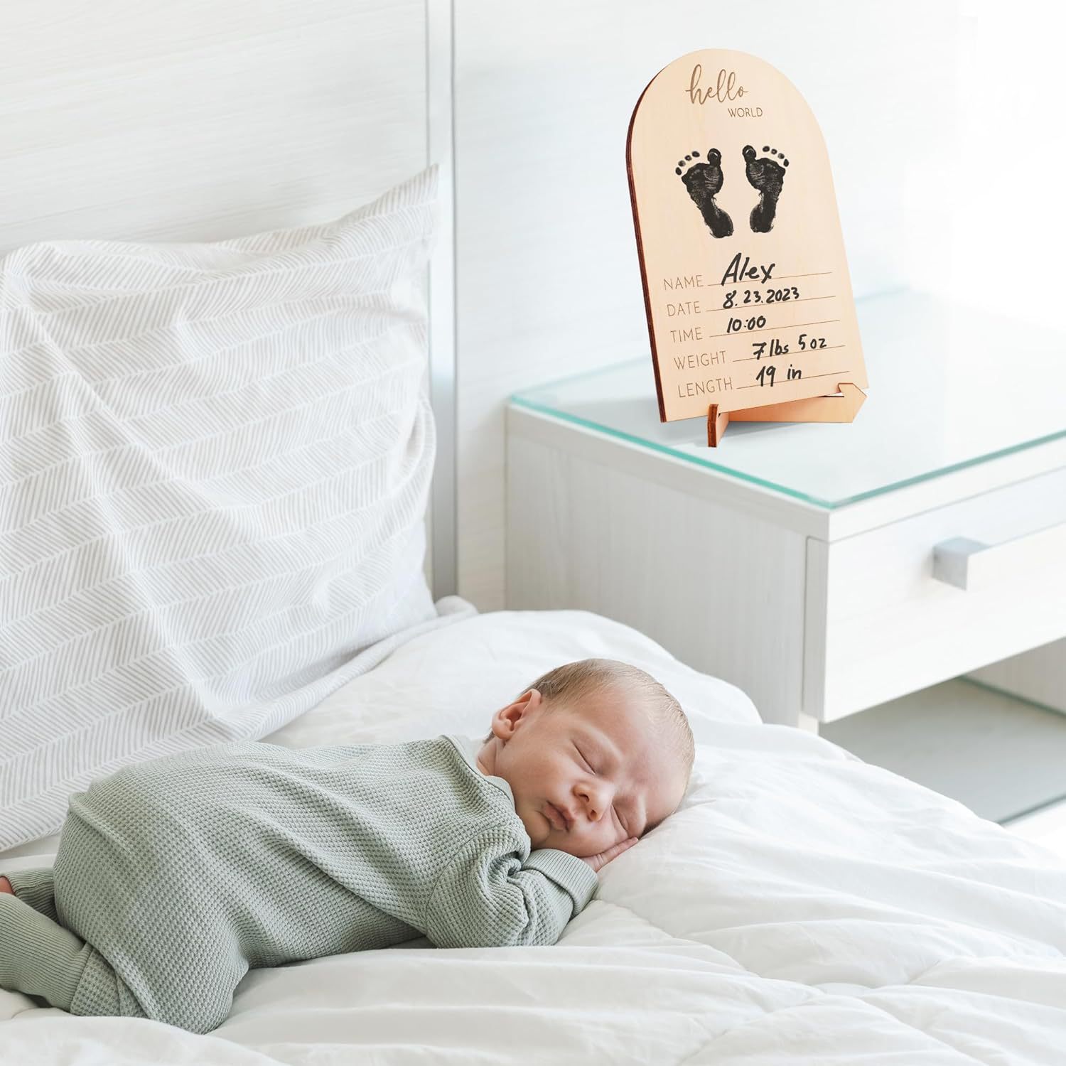Unique Nursery & Home Decor – Baby's Heartbeat Wooden Soundwave Photo Frame, Double-Sided Display, Perfect Gift for New Mothers & Birth Anniversary