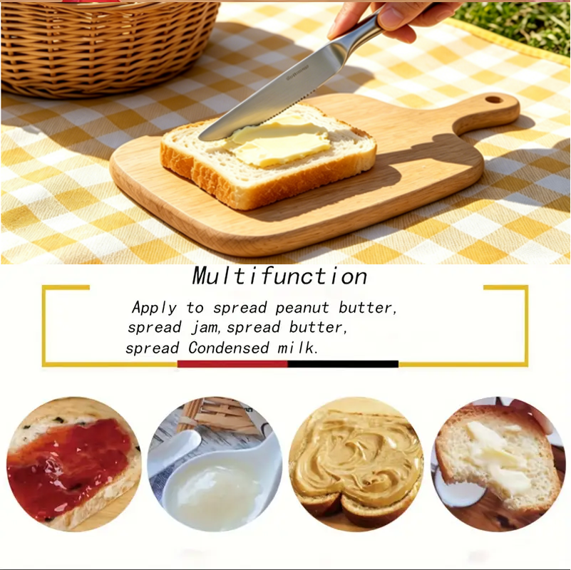 2 Pcs Stainless Steel Butter Knives/ Dinner Knives – Both Ideal for Spreading Jam, Cheese & Butter, Rounded & Sharp Edge Options, Durable & Portable, Perfect for Home Kitchen& Outdoor Picnic