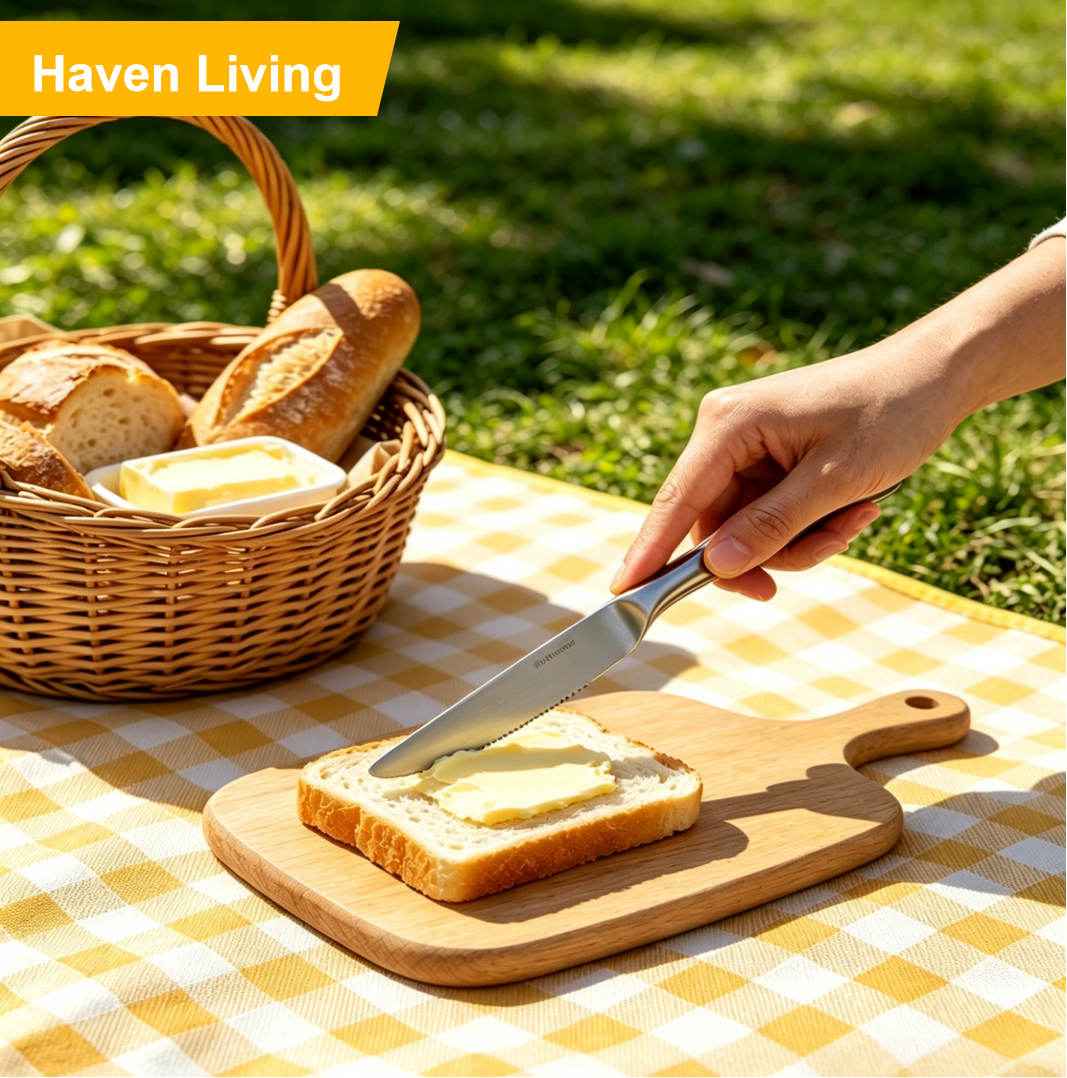 2 Pcs Stainless Steel Butter Knives/ Dinner Knives – Both Ideal for Spreading Jam, Cheese & Butter, Rounded & Sharp Edge Options, Durable & Portable, Perfect for Home Kitchen& Outdoor Picnic