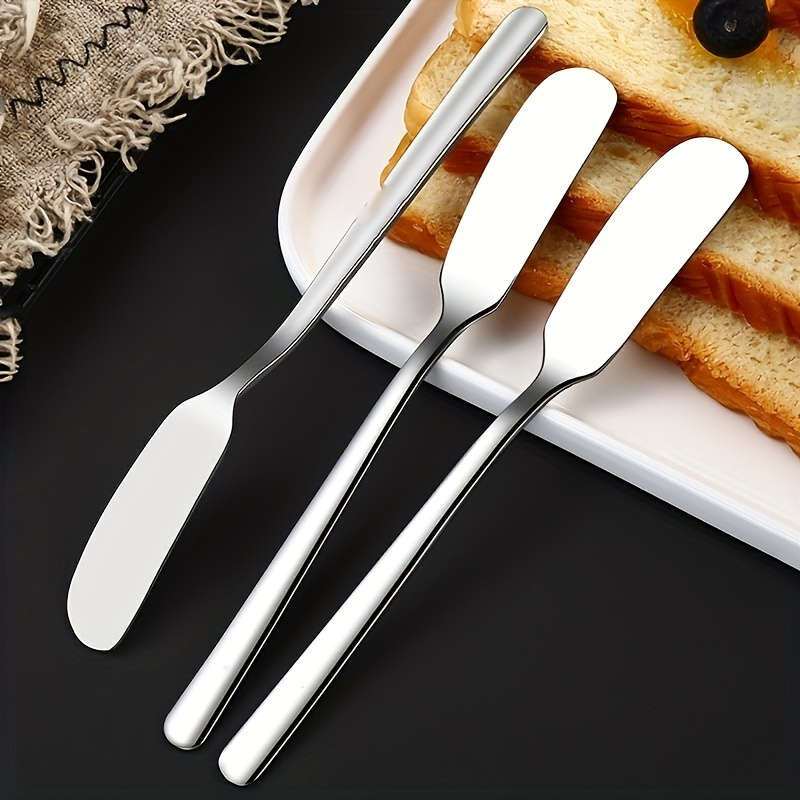 2 Pcs Stainless Steel Butter Knives/ Dinner Knives – Both Ideal for Spreading Jam, Cheese & Butter, Rounded & Sharp Edge Options, Durable & Portable, Perfect for Home Kitchen& Outdoor Picnic