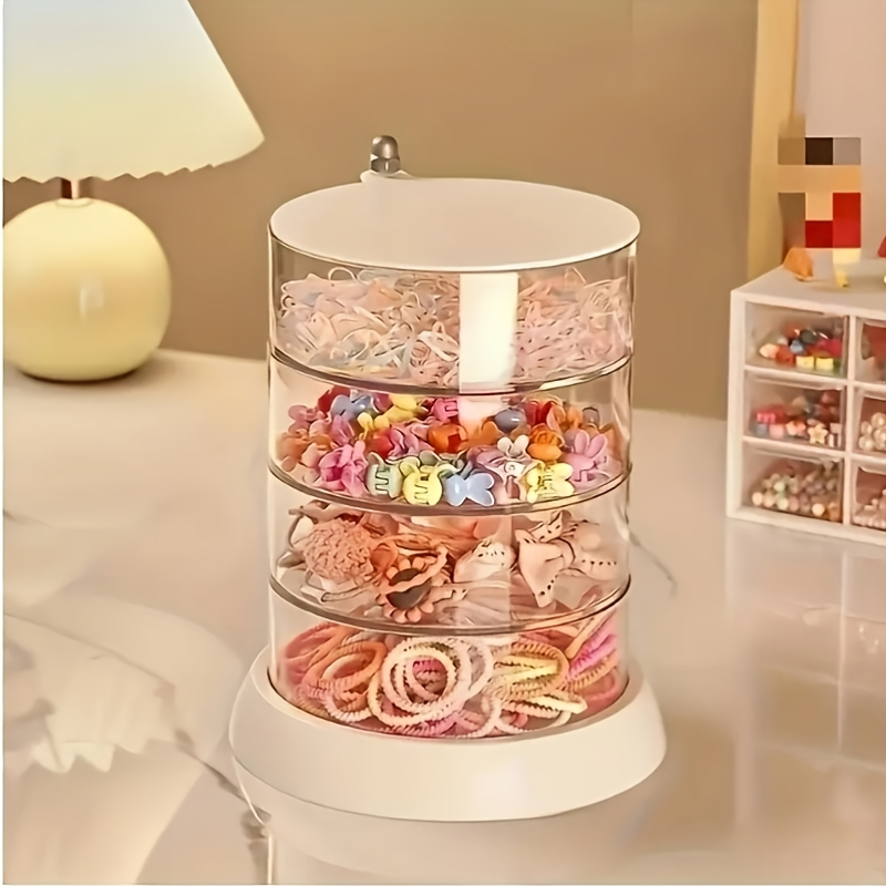 Rotating Jewelry Storage Box – 360° Swivel Transparent Organizer for Earrings, Bracelets, Makeup & Small Accessories, Aesthetic Space-Saving Display Rack for Bedroom & Bathroom, Great Gift Idea