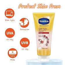 Vaseline Serum SPF 50 Bright Sunscreen Body Lotion Sun Protection With UVA UVB Defense Brightening Moisturizing Serum For Soft Smooth Skin Non Greasy Fast Absorbing Daily Sunblock For Dark Spot