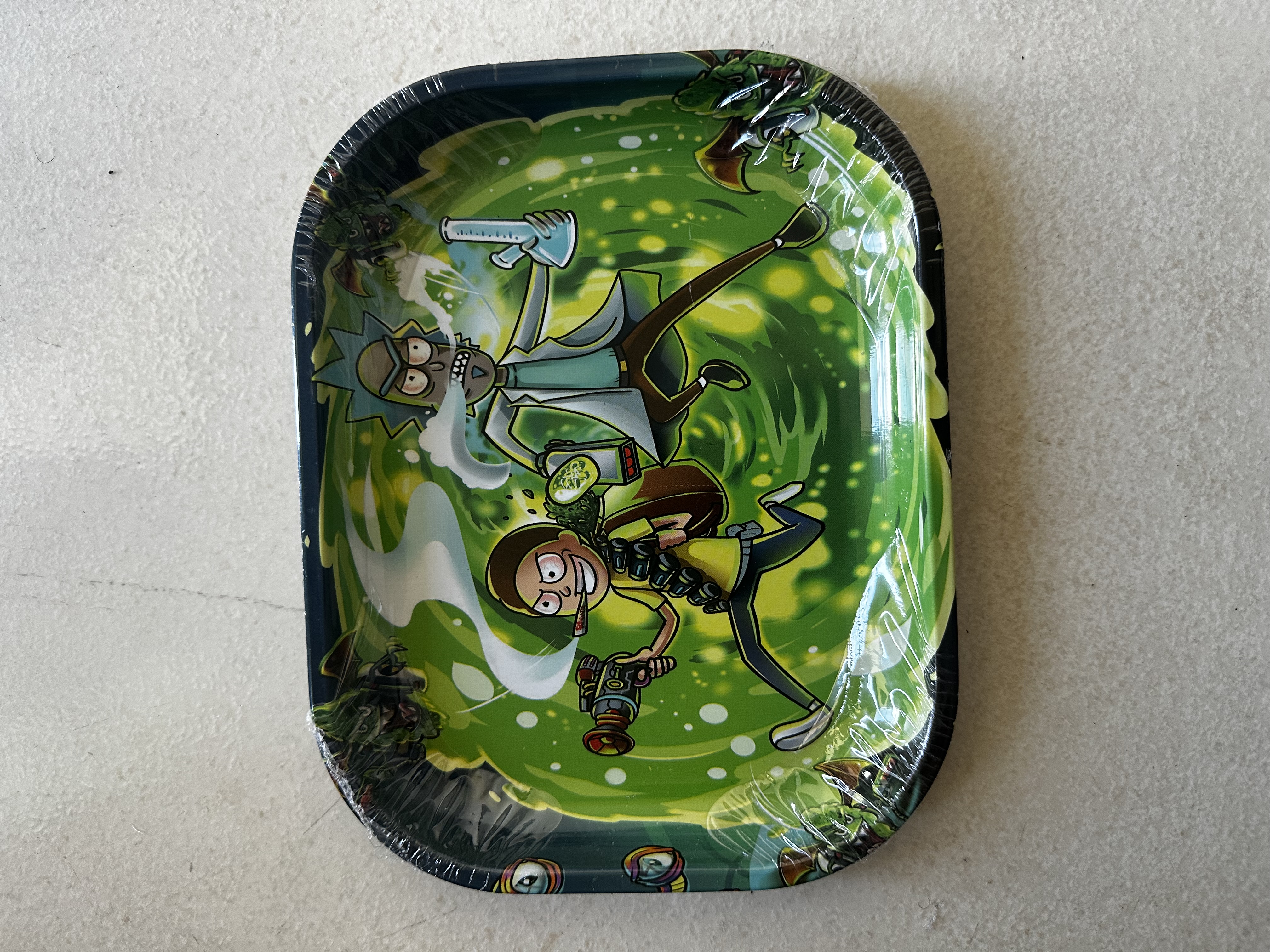 Rick and morty themed rolling tray