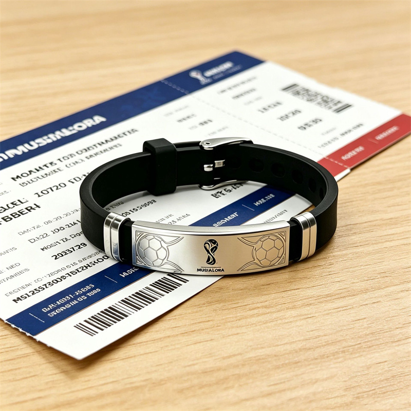 World Cup Stainless Steel Football Silicone Sports Bracelet with Adjustable Strap for Men and Women