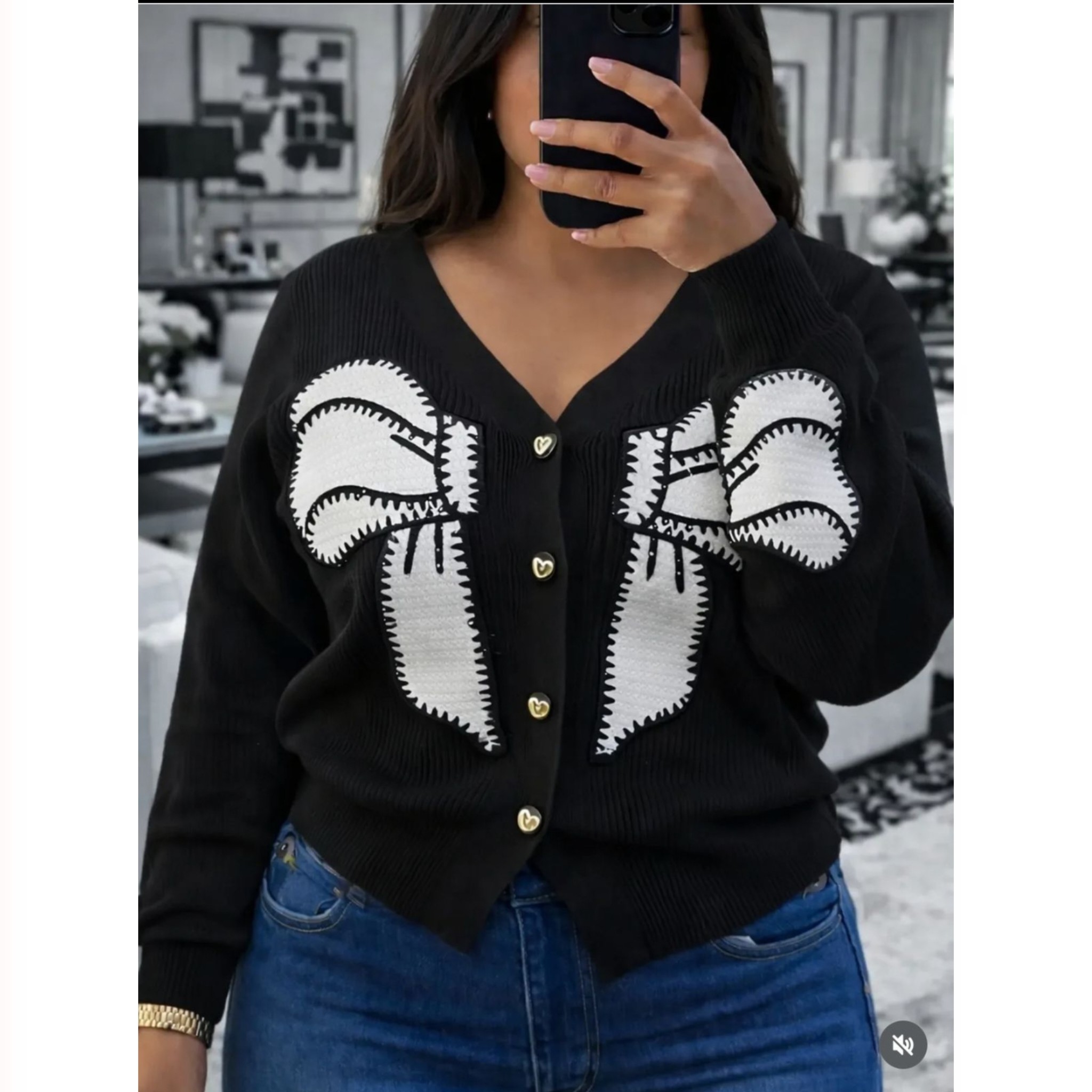Women's Soft Knitted Wool cardigan Sweater - Long Sleeve, with Bow Detail - Button-Up Sweater for Women