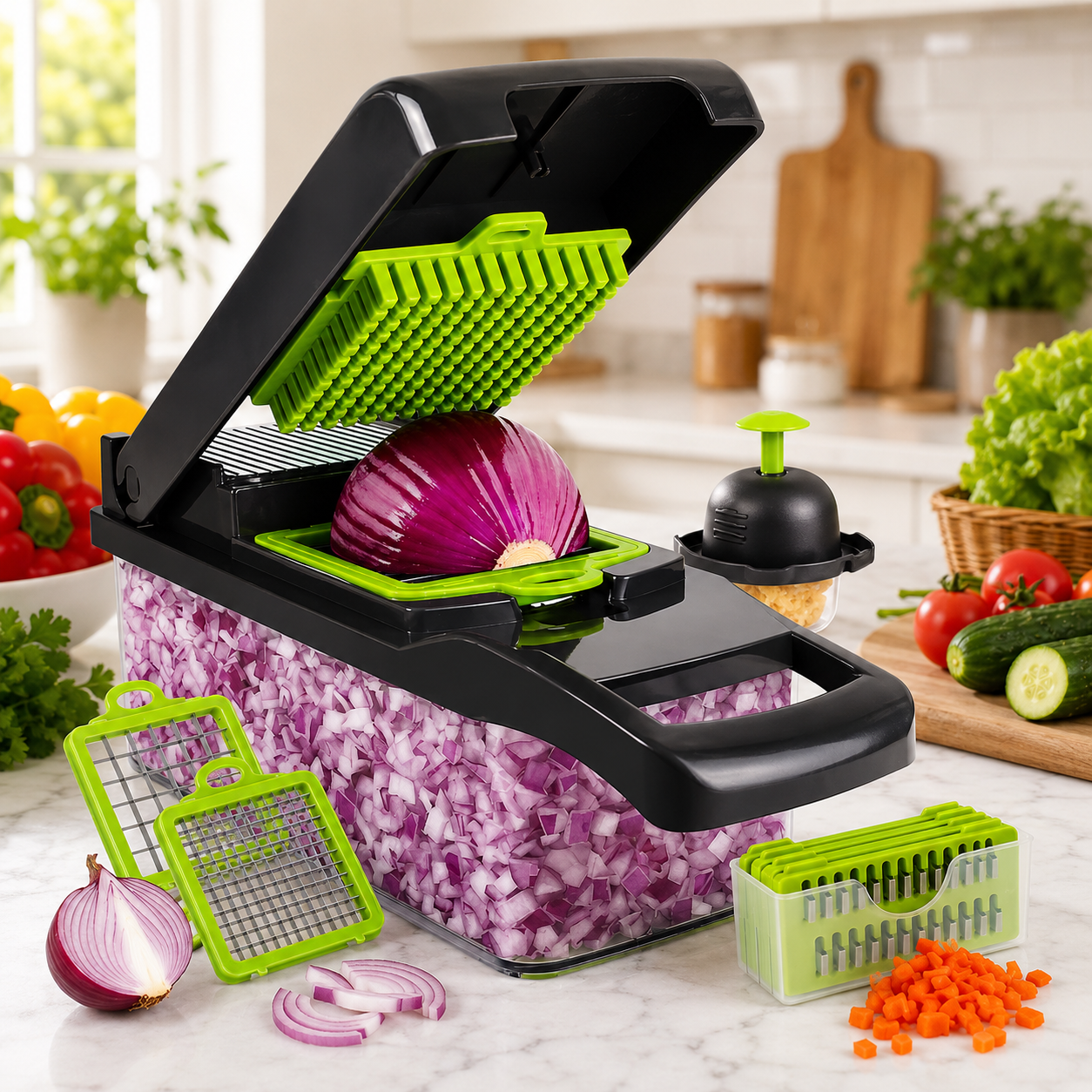 🔥 LIMITED TIME OFFER! 16-Piece Multifunction Vegetable Cutter Set 🥕🔪 | Stainless Steel Kitchen Chopper & Slicer | BPA-Free Vegetable Cutter With Storage Container + FREE GIFT 🎁
