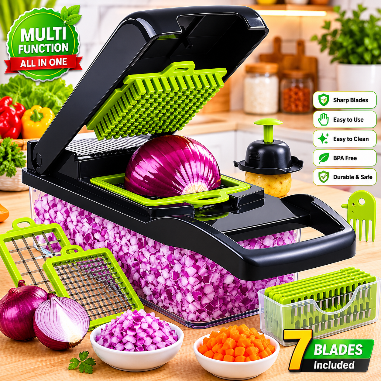 🔥 LIMITED TIME OFFER! 16-Piece Multifunction Vegetable Cutter Set 🥕🔪 | Stainless Steel Kitchen Chopper & Slicer | BPA-Free Vegetable Cutter With Storage Container + FREE GIFT 🎁