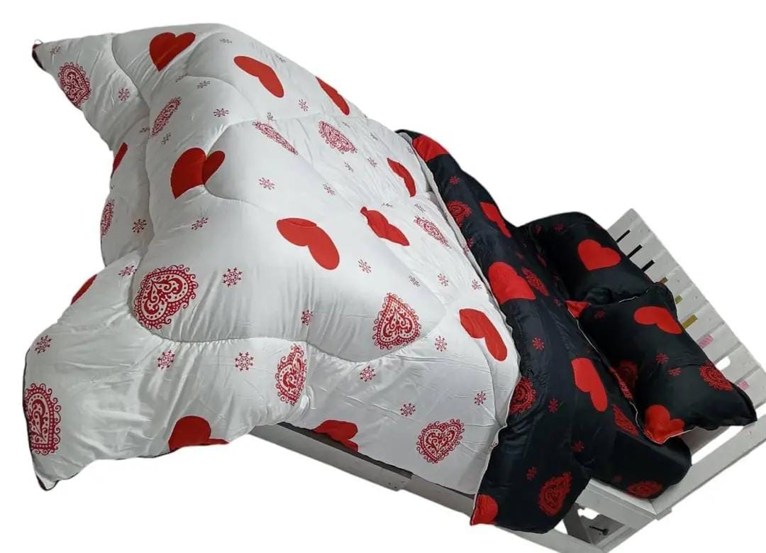 🔥🔥🔥LUXURIOUS 4PC COTTON BINDED DUVET SET (1 WARM DUVET + 1 BEDSHEET + 2 PILLOWCASES) - TC Extra Durable with Bedsheet & Pillowcases – Premium Comfort