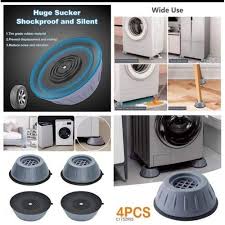 4Pcs Universal Anti-Vibration Pads Set - Shock-Absorbing & Noise-Cancelling Non-Slip Feet Support for Washing Machine, Dryer, Refrigerator & Furniture Plastic and Rubber