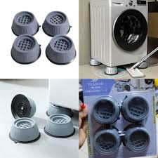 4Pcs Universal Anti-Vibration Pads Set - Shock-Absorbing & Noise-Cancelling Non-Slip Feet Support for Washing Machine, Dryer, Refrigerator & Furniture Plastic and Rubber