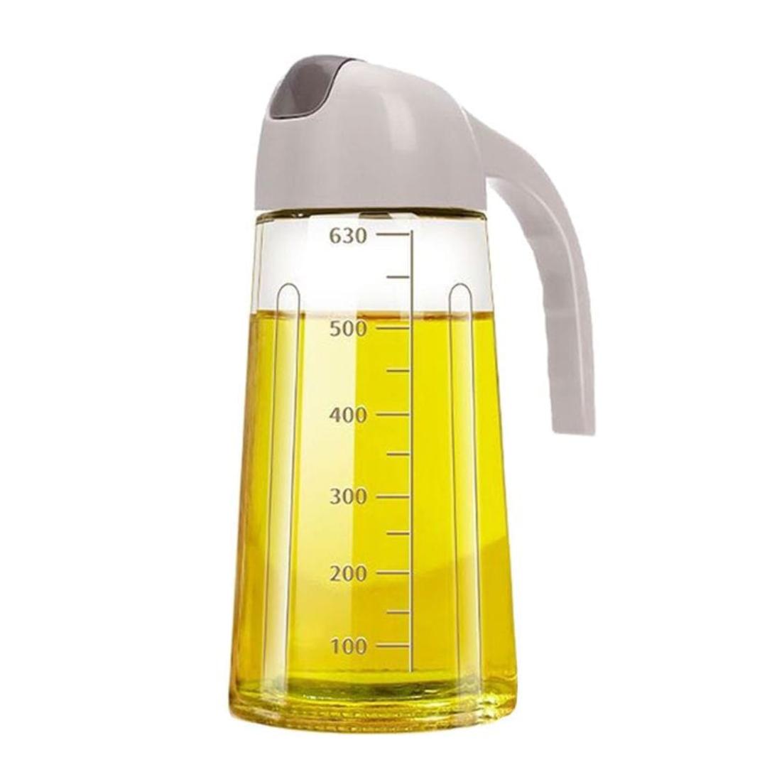 650ml Glass Cooking Oil and Vinegar Dispenser Bottle Leakproof Olive Oil Dispenser Cruet with Automatic Cap and Stopper Non-Slip Handle