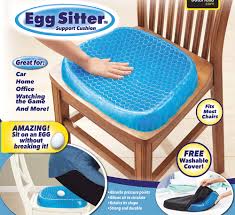 Egg Sitter Gel Flex Support Cushion - Orthopedic Breathable Honeycomb Pressure Relief Seat Pad with Non-Slip Washable Cover for Home, Office & Car Chair