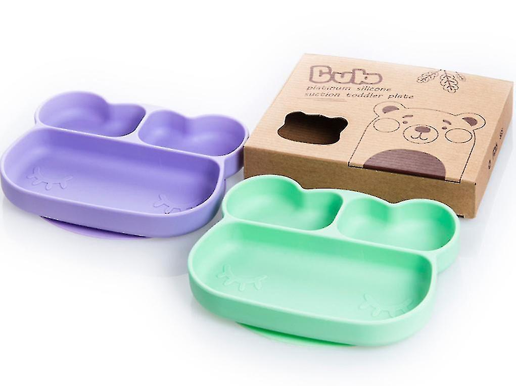 Silicone Stickie Suction Divided Baby Plate - Non-Slip No-Spill Divided Snack Bowl & Training Dish for Toddler Weaning & Self-Feeding
