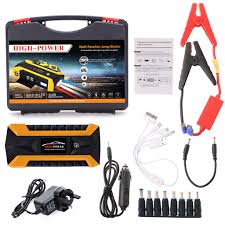 Multi-Function Car Jump Starter Power Bank Kit with Air Compressor - High Capacity Emergency Car Battery Booster, Portable Air Pump & Multi-Voltage Power Bank for Laptops, Phones & TVs