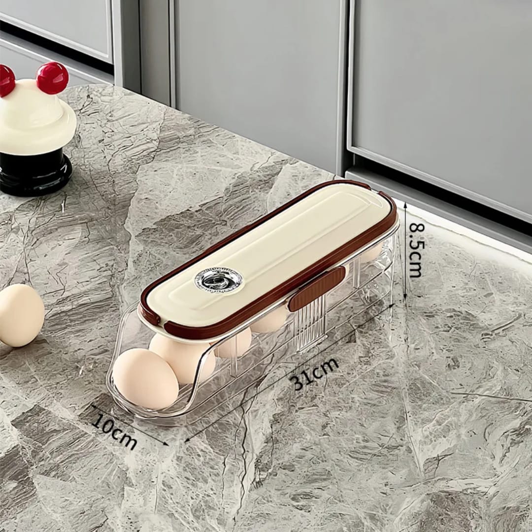 3-Tier Self-Rolling Egg Storage Dispenser for Refrigerator Side Door - 21-Egg Capacity Automatic Gravity Rolling Organizer Container for Fridge & Kitchen Counter
