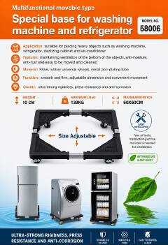Multifunctional Adjustable Movable Base Dolly for Washing Machine & Refrigerator - Model 58006 Heavy-Duty Stand Cart with Universal Wheels for Fridge, Dryer & Home Appliances