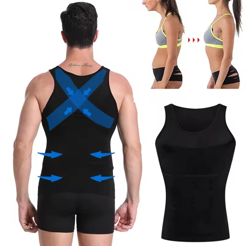 Men's Shapewear Slimming Body Corset Vest Shirt Compression Abdomen Tummy Belly Control Slim Waist Cincher Underwear Sports Vest B2-85