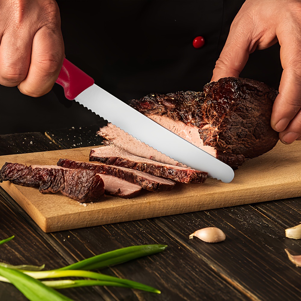 1PC Steak Cutter Ergonomic Stainless Steel Serrated Precise Cutting Outdoor BBQ Steak Cutter For Meal Prep Family