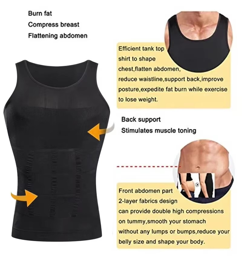 Men's Shapewear Slimming Body Corset Vest Shirt Compression Abdomen Tummy Belly Control Slim Waist Cincher Underwear Sports Vest B2-85