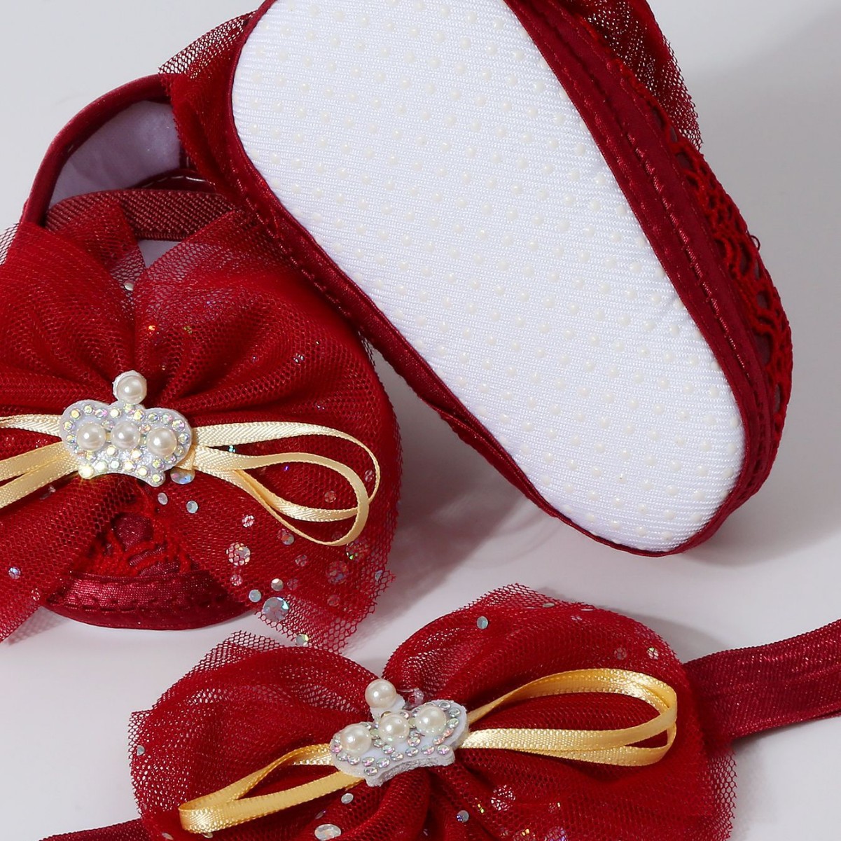 Spring New Baby Bowknot Crown Toddler Shoes Girl Kid Lace Princess Walking Shoes Fashion Sweet Cute Newborn Infant First Walkers