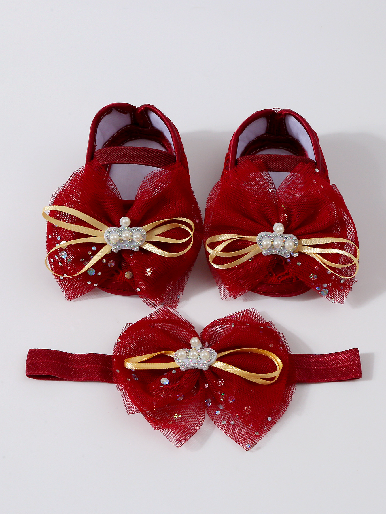 Spring New Baby Bowknot Crown Toddler Shoes Girl Kid Lace Princess Walking Shoes Fashion Sweet Cute Newborn Infant First Walkers