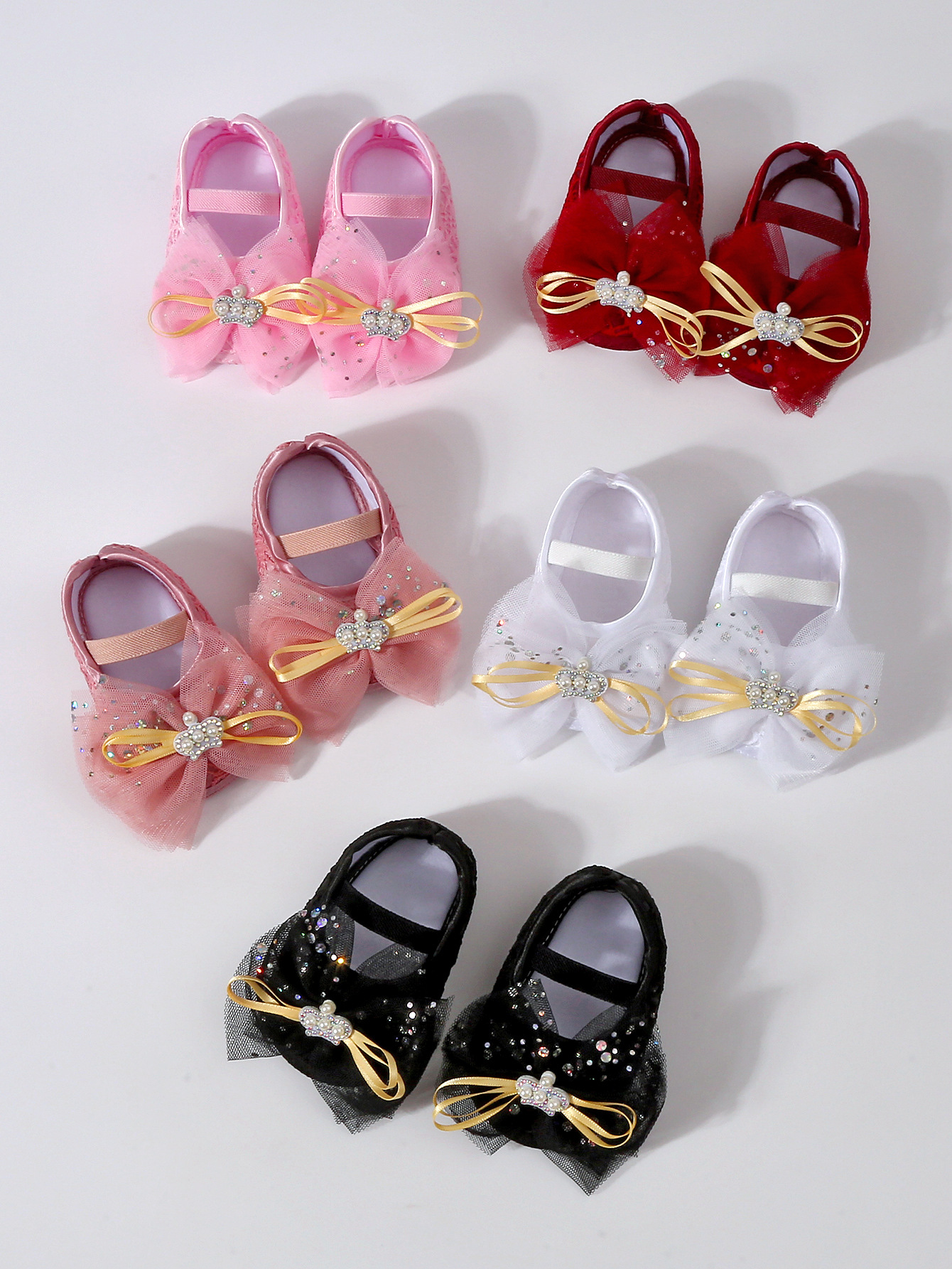Spring New Baby Bowknot Crown Toddler Shoes Girl Kid Lace Princess Walking Shoes Fashion Sweet Cute Newborn Infant First Walkers