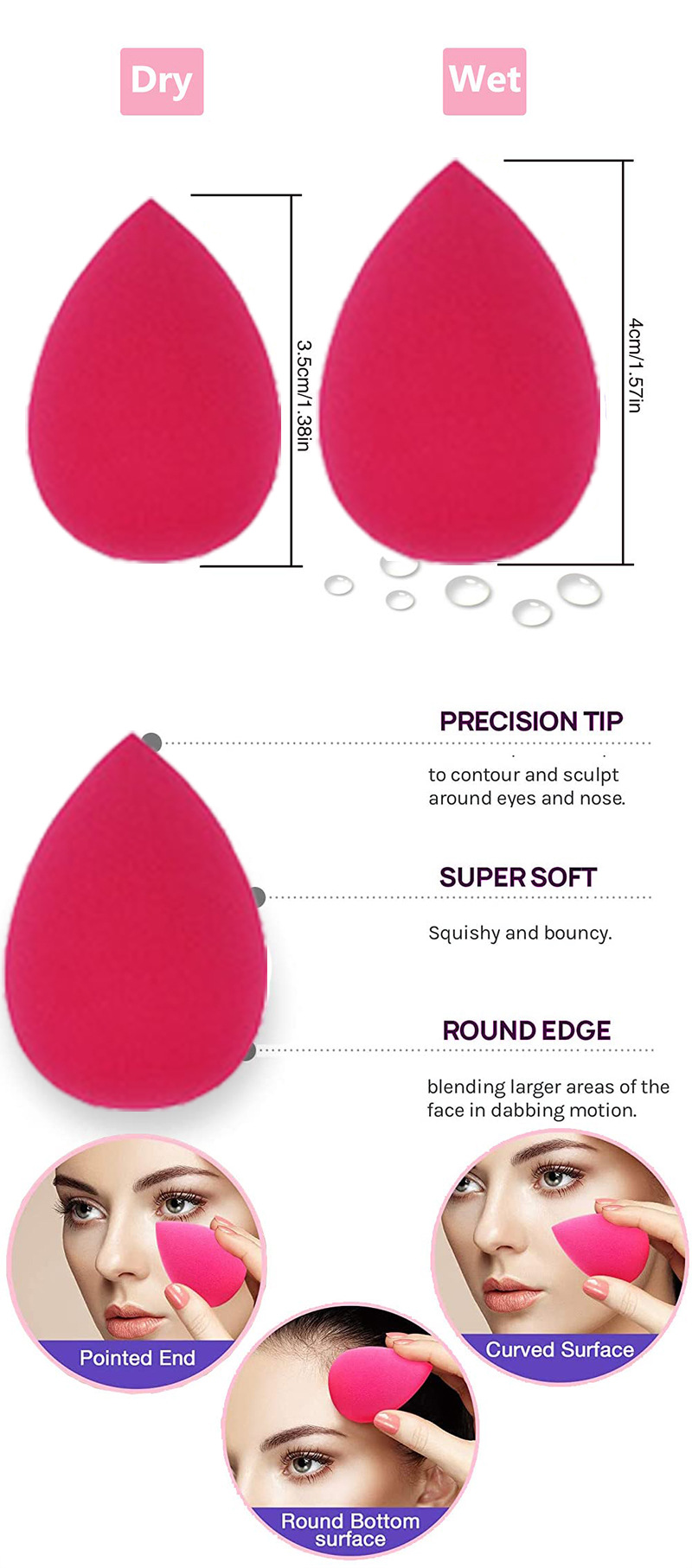 6pcs Mini Makeup Sponge Powder Puff Beauty Sponge for Makeup Concealer Liquid Foundation Face Cosmetic Puff Make Up Sponge