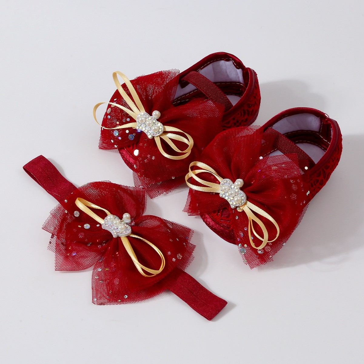 Spring New Baby Bowknot Crown Toddler Shoes Girl Kid Lace Princess Walking Shoes Fashion Sweet Cute Newborn Infant First Walkers