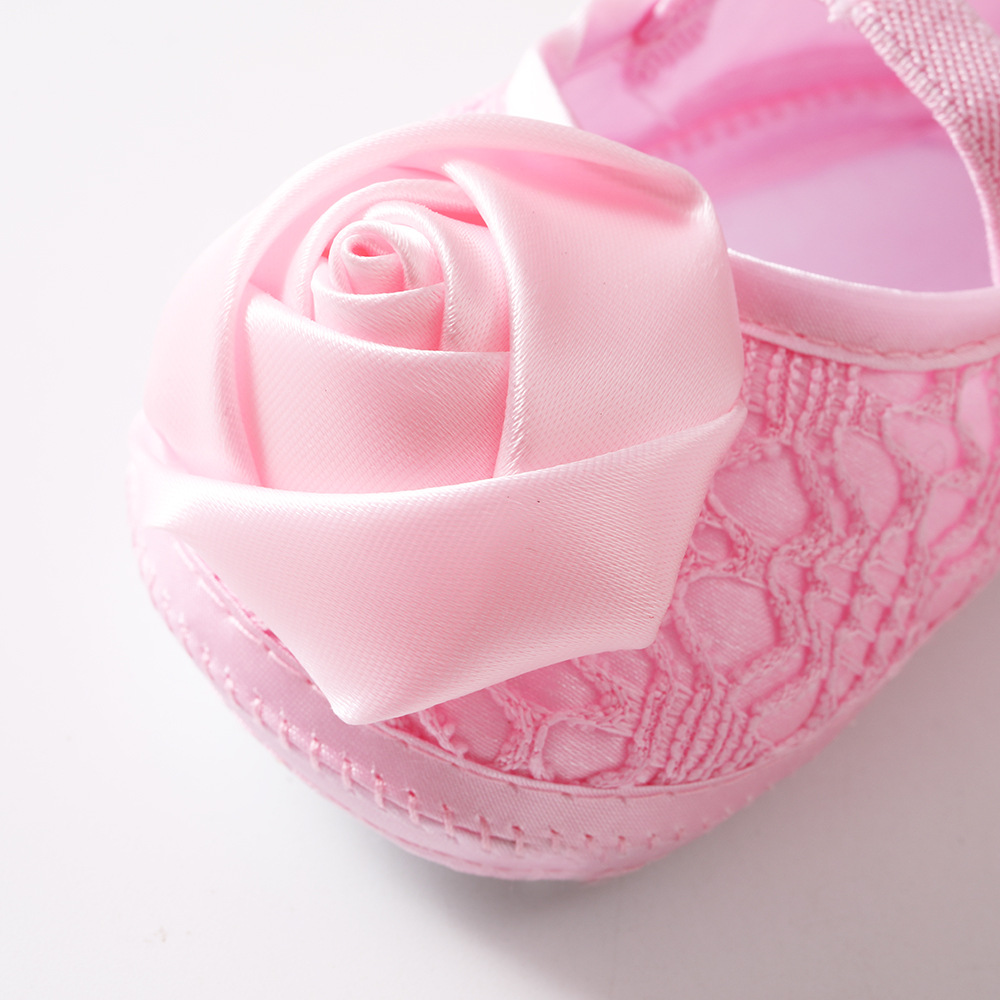 New Baby Shoes, European and American Rose Shoes, Fabric Sole Adhesive Walking Shoes, 0-12 Month old Baby Princess Shoes