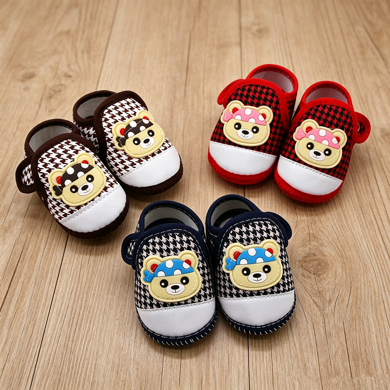 Houndstooth Pattern Baby Shoes, Anti-slip Sole, Adjustable Strap, Breathable Pre-walkers for Infants