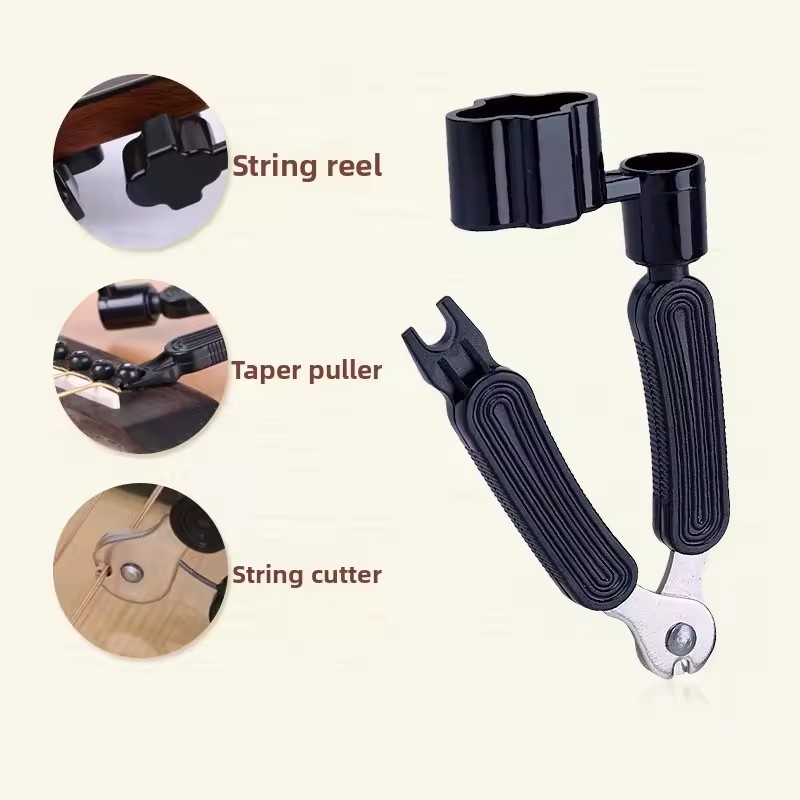 Acoustic Guitar String Change Set, 3-in-1 Winder Cutter with Anti-rust Brass Guitar Strings Instrument Accessories