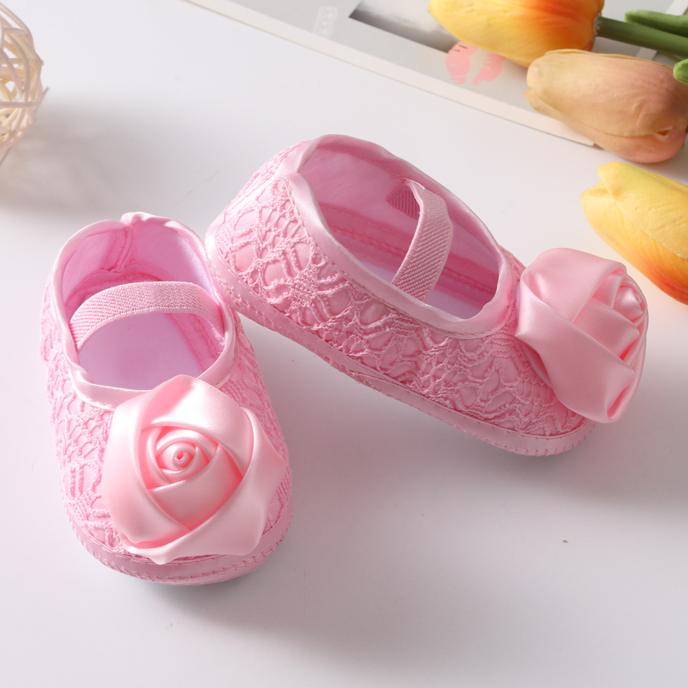 New Baby Shoes, European and American Rose Shoes, Fabric Sole Adhesive Walking Shoes, 0-12 Month old Baby Princess Shoes
