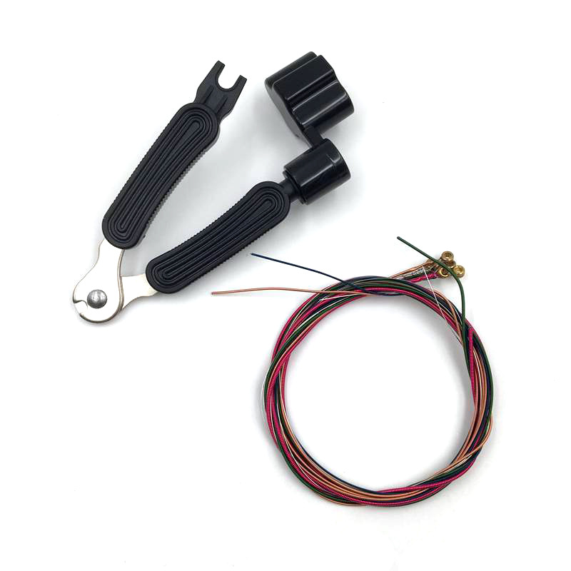 Acoustic Guitar String Change Set, 3-in-1 Winder Cutter with Anti-rust Brass Guitar Strings Instrument Accessories