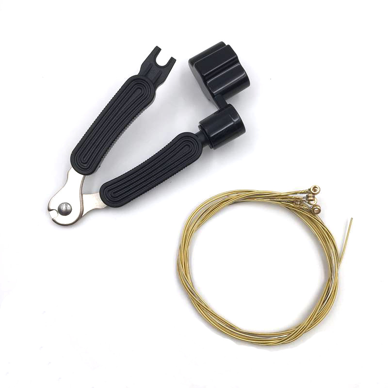 Acoustic Guitar String Change Set, 3-in-1 Winder Cutter with Anti-rust Brass Guitar Strings Instrument Accessories