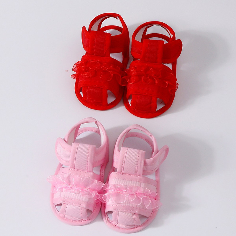 Baby Shoes Summer Sandals 0-12 Months Newborns Step Shoes Baby Soft soled Cloth Shoes Handmade Shoes Don't Drop Heels