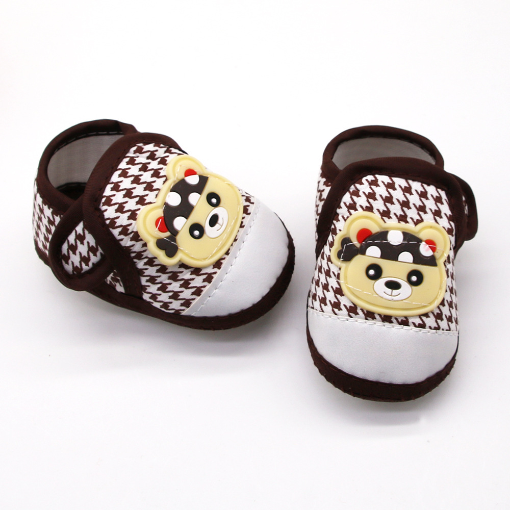 Houndstooth Pattern Baby Shoes, Anti-slip Sole, Adjustable Strap, Breathable Pre-walkers for Infants